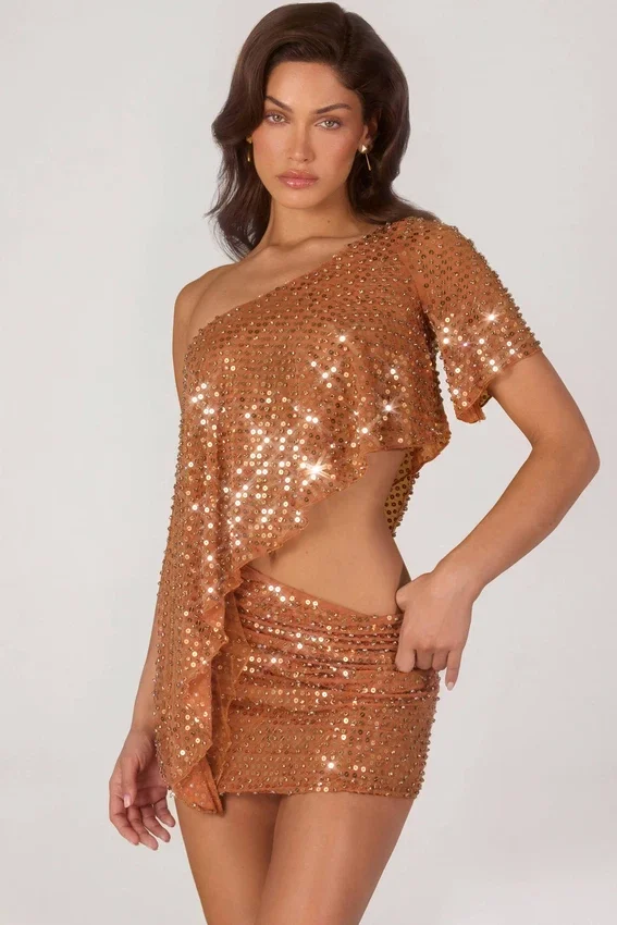 Cassiana Embellished Micro Mini Kjolar i brons Cassiana Embellished Micro Mini Kjolar i brons