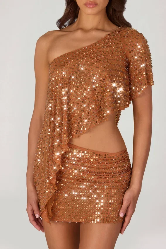 Cassiana Embellished Micro Mini Kjolar i brons Cassiana Embellished Micro Mini Kjolar i brons