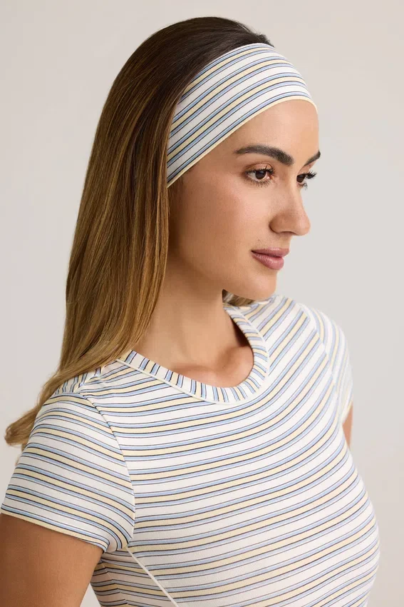 Candy Modal Ribbed Headband i blå och gul rand Candy Modal Ribbed Headband i blå och gul rand