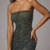 Caprice genomskinlig, dekorerad bodycon-miniklänning i smaragdgrön Caprice genomskinlig, dekorerad bodycon-miniklänning i smaragdgrön