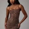 Caprice Sheer Embellished Bodycon Miniklänning i Deep Cocoa Caprice Sheer Embellished Bodycon Miniklänning i Deep Cocoa