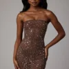 Caprice Sheer Embellished Bodycon Miniklänning i Deep Cocoa Caprice Sheer Embellished Bodycon Miniklänning i Deep Cocoa