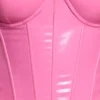 Cassandra vinylkorsett-crop-top med bygel i rosa Cassandra vinylkorsett-crop-top med bygel i rosa