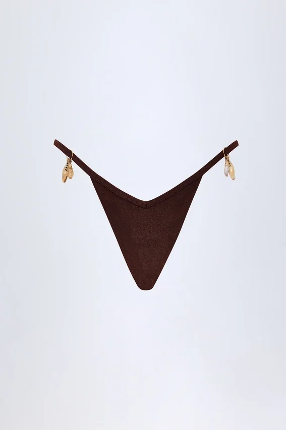 Cebu Charm-Detail stringbikinibyxor i mörk choklad Cebu Charm-Detail stringbikinibyxor i mörk choklad