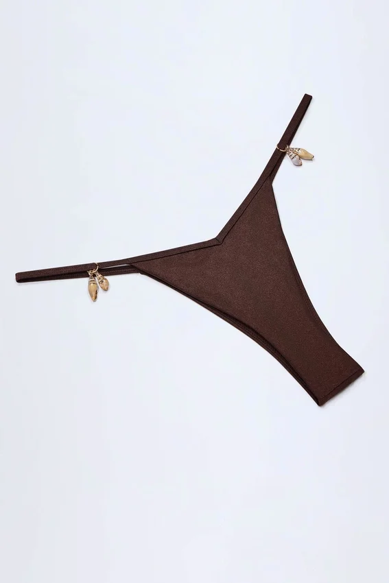 Cebu Charm-Detail stringbikinibyxor i mörk choklad Cebu Charm-Detail stringbikinibyxor i mörk choklad