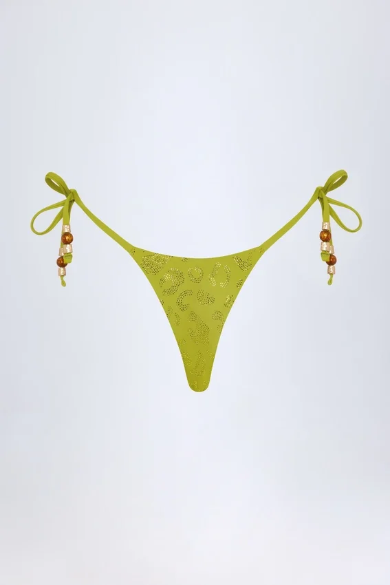 Cebu Charm-Detail stringbikinibyxor i olivgrönt Cebu Charm-Detail stringbikinibyxor i olivgrönt