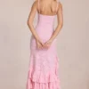 Celira Lace Ruffle Maxi Klänning i Blossom Pink Celira Lace Ruffle Maxi Klänning i Blossom Pink