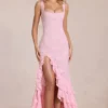 Celira Lace Ruffle Maxi Klänning i Blossom Pink Celira Lace Ruffle Maxi Klänning i Blossom Pink