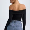 Ceyln Modal Off-Shoulder Ruched Bodys i svart Ceyln Modal Off-Shoulder Ruched Bodys i svart