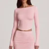Cali Modal Ruched Mid-Rise Mini Kjol i rosa Cali Modal Ruched Mid-Rise Mini Kjol i rosa