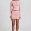 Cali Modal Ruched Mid-Rise Mini Kjol i rosa Cali Modal Ruched Mid-Rise Mini Kjol i rosa