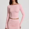 Cali Modal Ruched Mid-Rise Mini Kjol i rosa Cali Modal Ruched Mid-Rise Mini Kjol i rosa