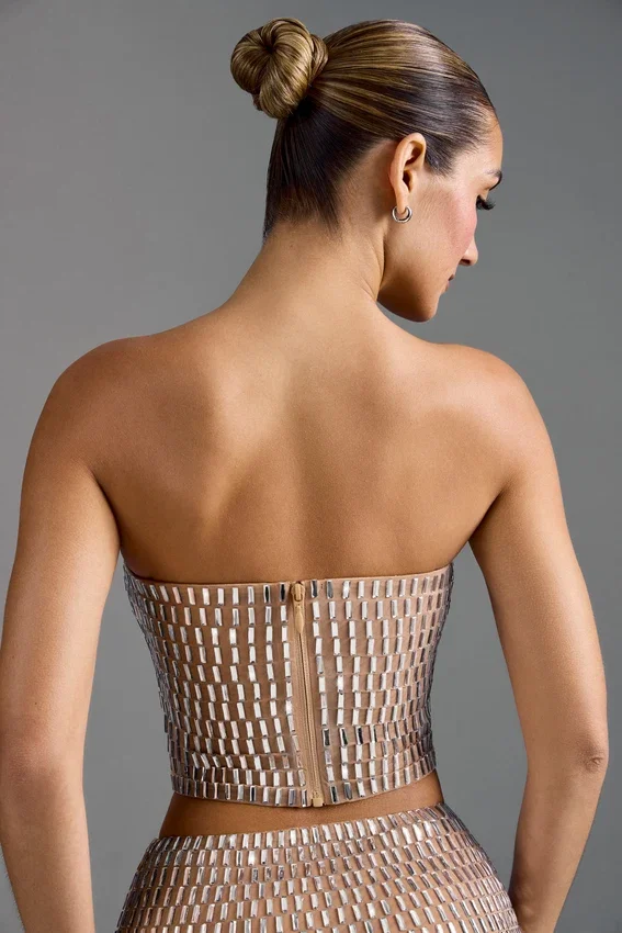 Charnelle Embellished Bandeau Top i Almond Charnelle Embellished Bandeau Top i Almond