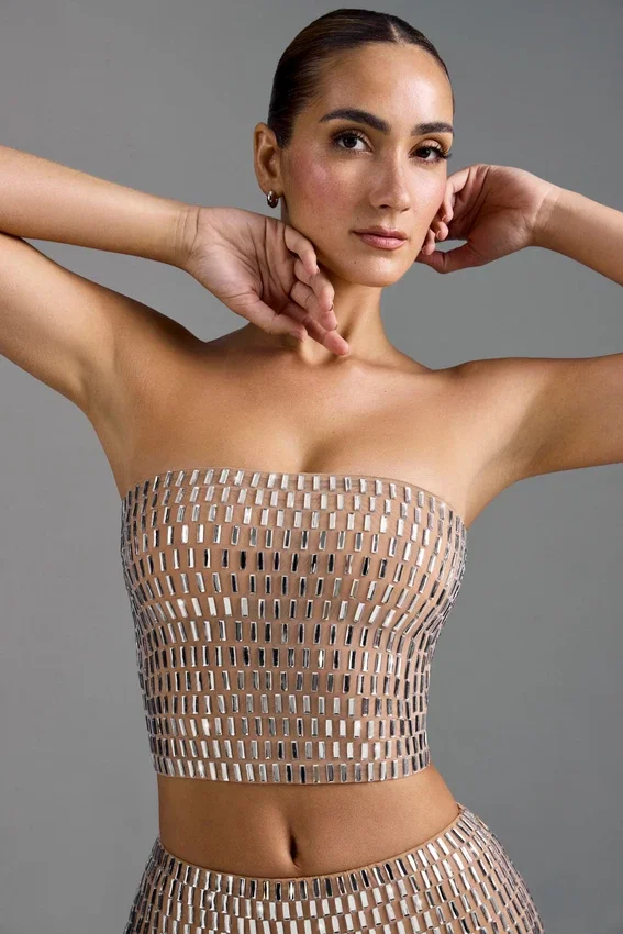 Charnelle Embellished Bandeau Top i Almond Charnelle Embellished Bandeau Top i Almond