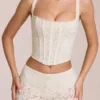 Cherith Lace Soft-Scoop Boned Corset Top i ivory Cherith Lace Soft-Scoop Boned Corset Top i ivory