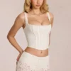 Cherith Lace Soft-Scoop Boned Corset Top i ivory Cherith Lace Soft-Scoop Boned Corset Top i ivory