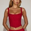 Cherith Lace Soft-Scoop Boned Corset Top i True Red Cherith Lace Soft-Scoop Boned Corset Top i True Red