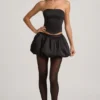 Clemmy Bubble Hem Mid-Rise Mini Kjol i svart Clemmy Bubble Hem Mid-Rise Mini Kjol i svart