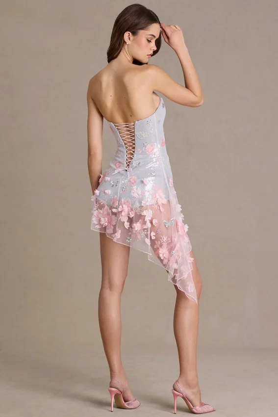 Colette Embellished Tulle Corset Miniklänning i Baby Pink Colette Embellished Tulle Corset Miniklänning i Baby Pink