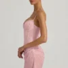 Connie halvgenomskinlig, dekorerad, draperad korsettklänning i rosa Connie halvgenomskinlig, dekorerad, draperad korsettklänning i rosa