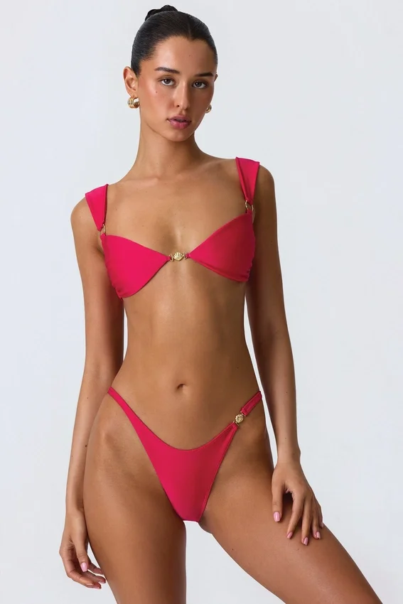 Volute Embellished Cheeky Bikinibyxor i hallonrosa Volute Embellished Cheeky Bikinibyxor i hallonrosa