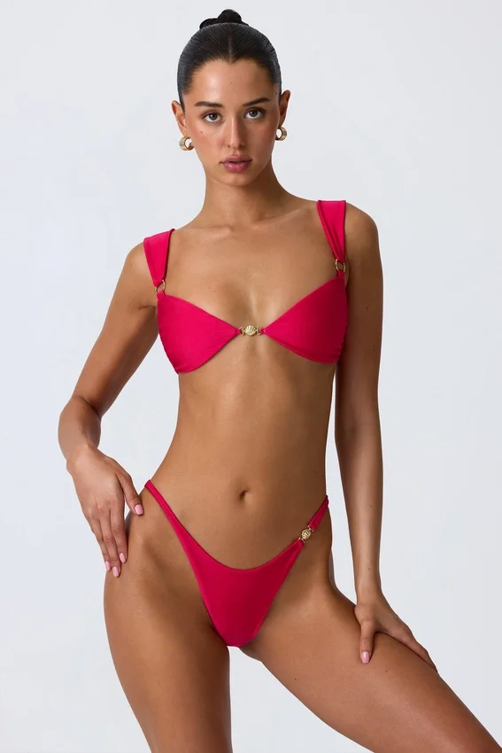 Volute Embellished Cheeky Bikinibyxor i hallonrosa Volute Embellished Cheeky Bikinibyxor i hallonrosa