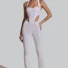 Coralena Embellished Cut-Out Jumpsuit i vitt Coralena Embellished Cut-Out Jumpsuit i vitt