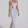 Coralena Embellished Cut-Out Jumpsuit i vitt Coralena Embellished Cut-Out Jumpsuit i vitt