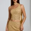Cosette-top med asymmetrisk scarf-detalj i guld Cosette-top med asymmetrisk scarf-detalj i guld