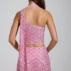 Cosette-top med asymmetrisk scarf-detalj i rosa Cosette-top med asymmetrisk scarf-detalj i rosa
