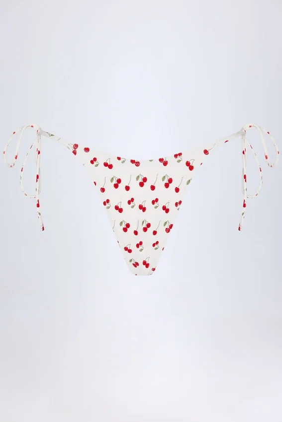 Cove Side-Tie Cheeky bikinibyxor i körsbärsmönster Cove Side-Tie Cheeky bikinibyxor i körsbärsmönster