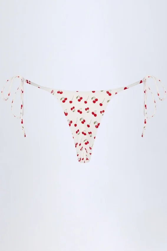 Cove Side-Tie Cheeky bikinibyxor i körsbärsmönster Cove Side-Tie Cheeky bikinibyxor i körsbärsmönster