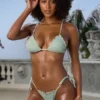 Crinkle Badkläder Side Tie Cheeky bikinibyxor i Sage Crinkle Badkläder Side Tie Cheeky bikinibyxor i Sage
