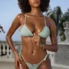 Crinkle Badkläder Side Tie Cheeky bikinibyxor i Sage Crinkle Badkläder Side Tie Cheeky bikinibyxor i Sage