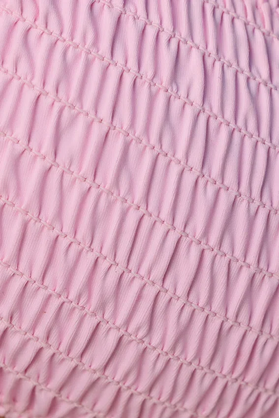 Crinkle badkläder med bandeau-bikinitopp i ballerinarosa Crinkle badkläder med bandeau-bikinitopp i ballerinarosa