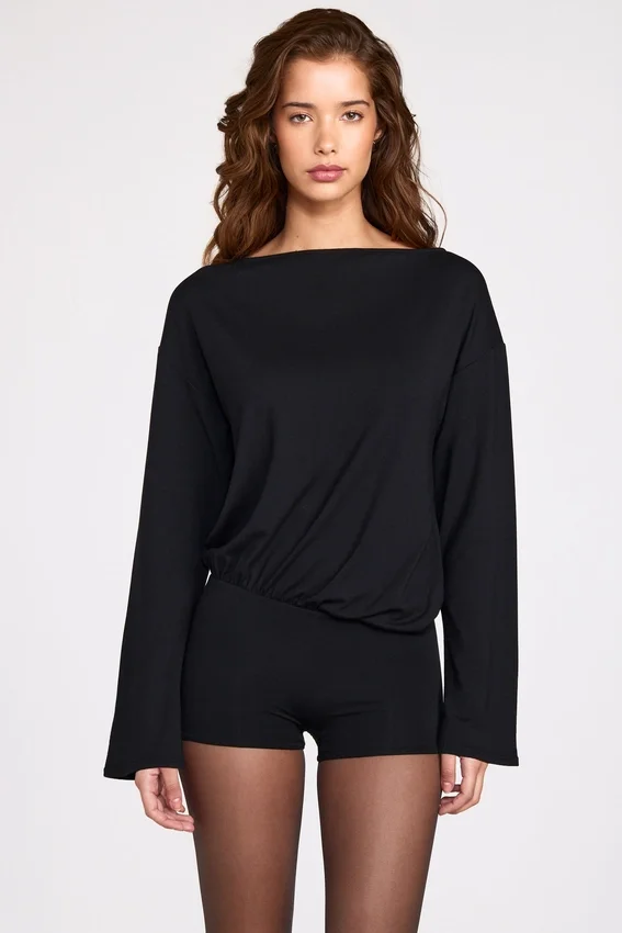 Dara Modal långärmad rygglös jumpsuit i svart Dara Modal långärmad rygglös jumpsuit i svart