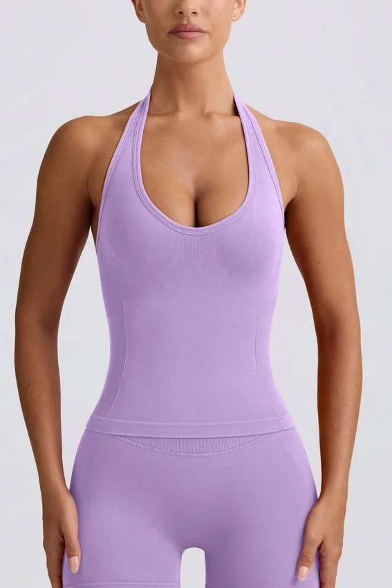 Define Luxe halterneck-linne i lila Define Luxe halterneck-linne i lila