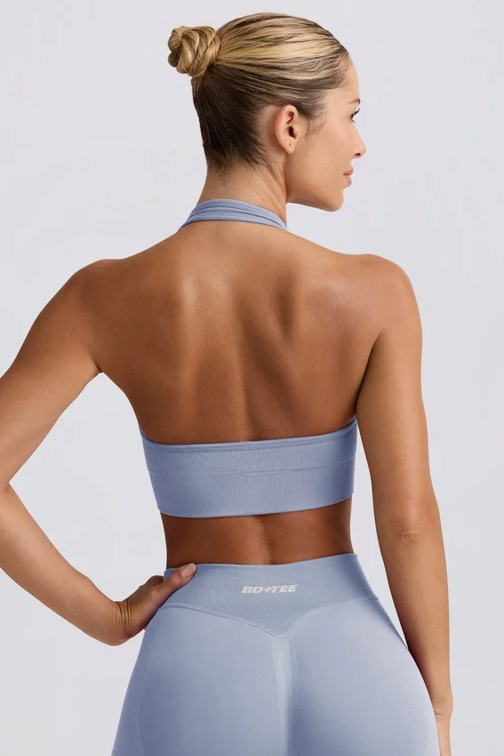 Define Luxe halterneck-sport-BH i blågrå Define Luxe halterneck-sport-BH i blågrå