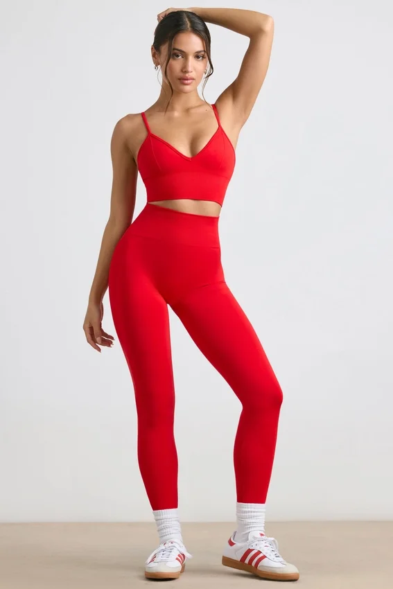 Define Luxe högmidjade leggings i rött Define Luxe högmidjade leggings i rött