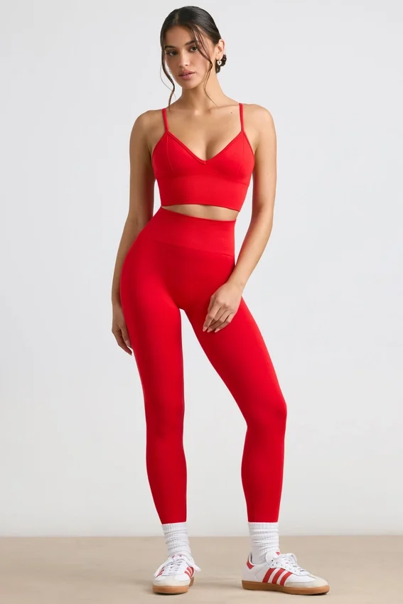 Define Luxe högmidjade leggings i rött Define Luxe högmidjade leggings i rött