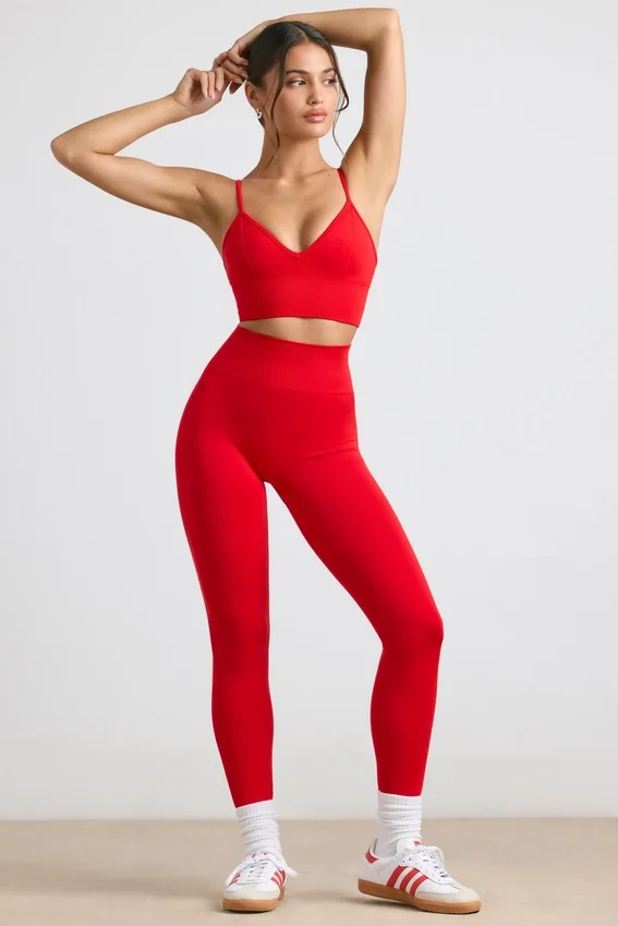 Define Luxe högmidjade leggings i rött Define Luxe högmidjade leggings i rött
