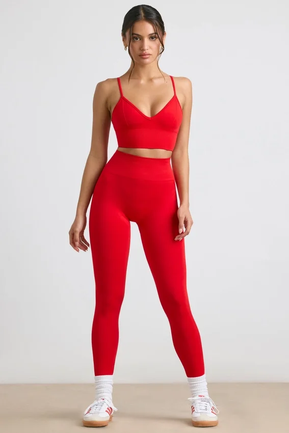 Define Luxe högmidjade leggings i rött Define Luxe högmidjade leggings i rött