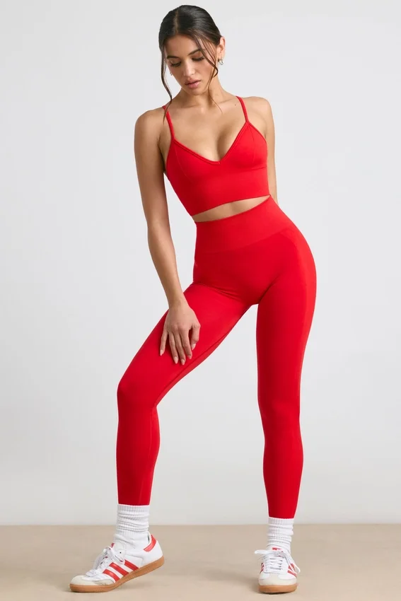 Define Luxe högmidjade leggings i rött Define Luxe högmidjade leggings i rött