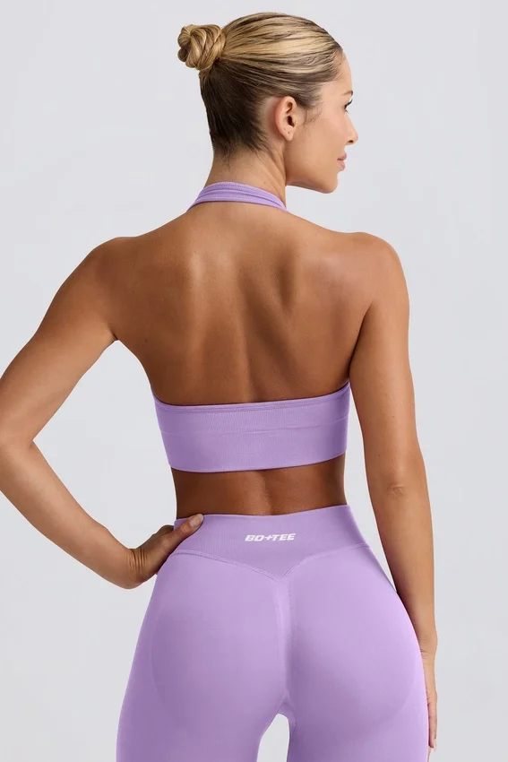 Define Luxe sport-BH med halterneck i lila Define Luxe sport-BH med halterneck i lila