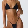 Delray Ruched Thong Bikinibyxor i svart Delray Ruched Thong Bikinibyxor i svart