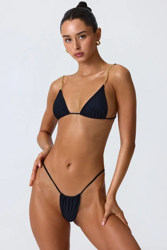 Delray Ruched Thong Bikinibyxor i svart Delray Ruched Thong Bikinibyxor i svart