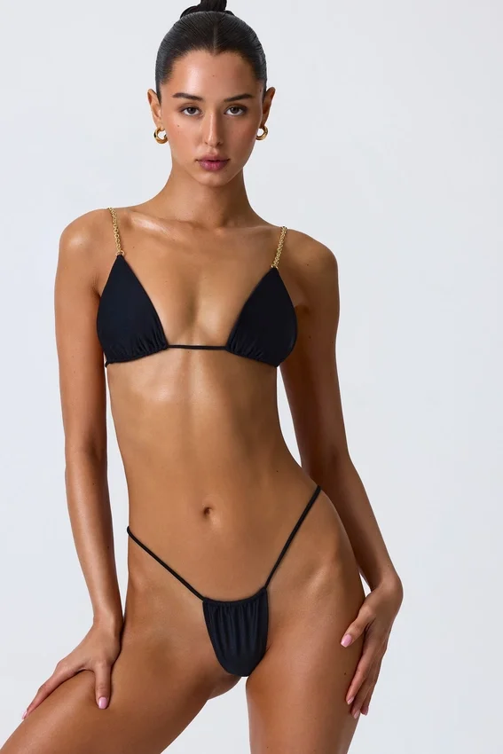 Delray Ruched Thong Bikinibyxor i svart Delray Ruched Thong Bikinibyxor i svart