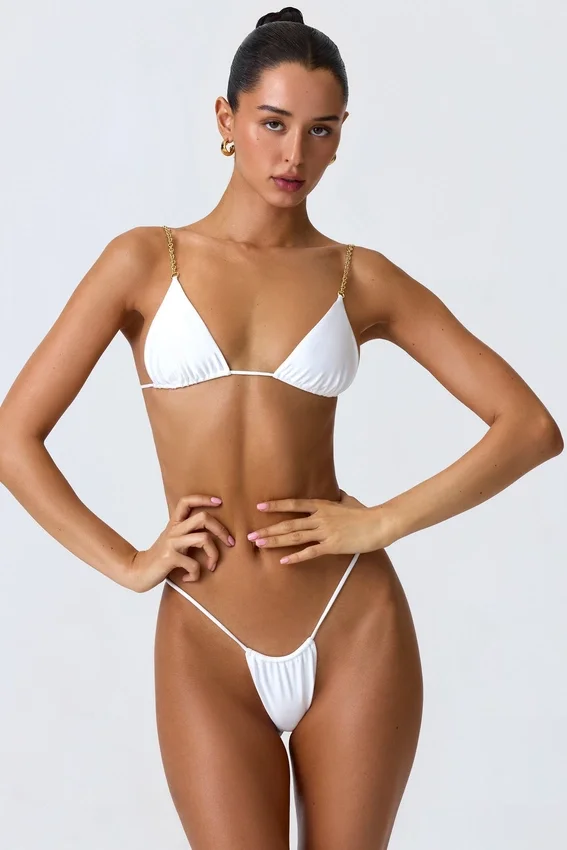 Delray rynkad stringbikinibyxor i vitt Delray rynkad stringbikinibyxor i vitt