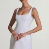 Dominique Embellished Structured A-Line Miniklänning i vitt Dominique Embellished Structured A-Line Miniklänning i vitt