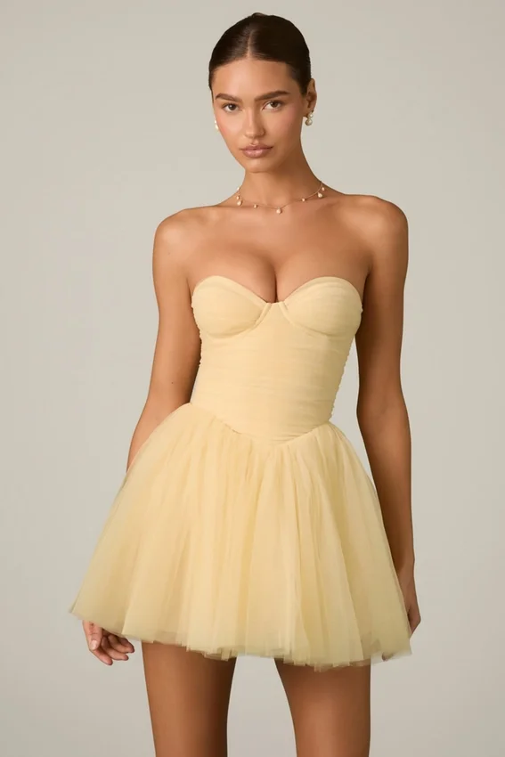 Dottie Tulle Corset Miniklänning i gult Dottie Tulle Corset Miniklänning i gult